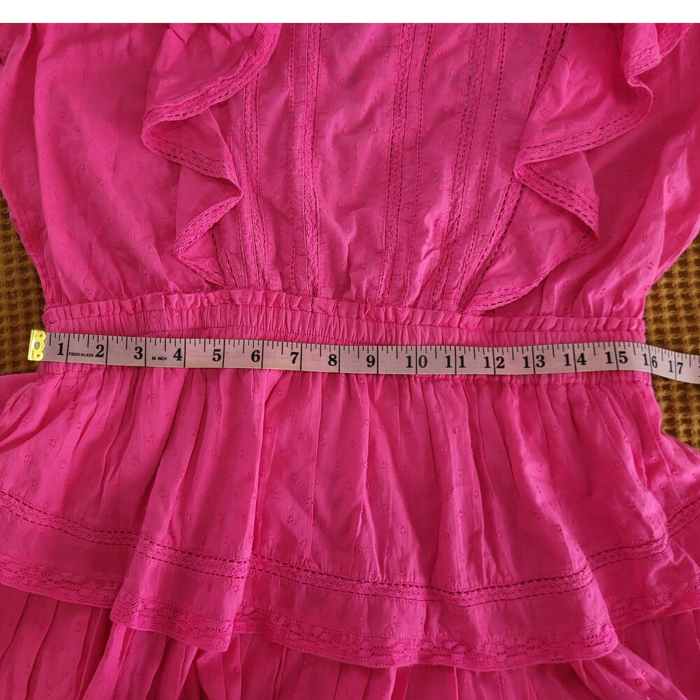 Loveshackfancy Natasha Watermelon Ice Pink Ruffle Lace Cotton Mini Dress GUC XL - Picture 5 of 8